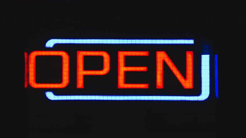 We are open for business sign