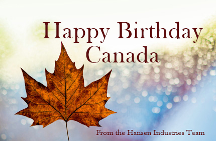 Canada Day card from Hansen Industries