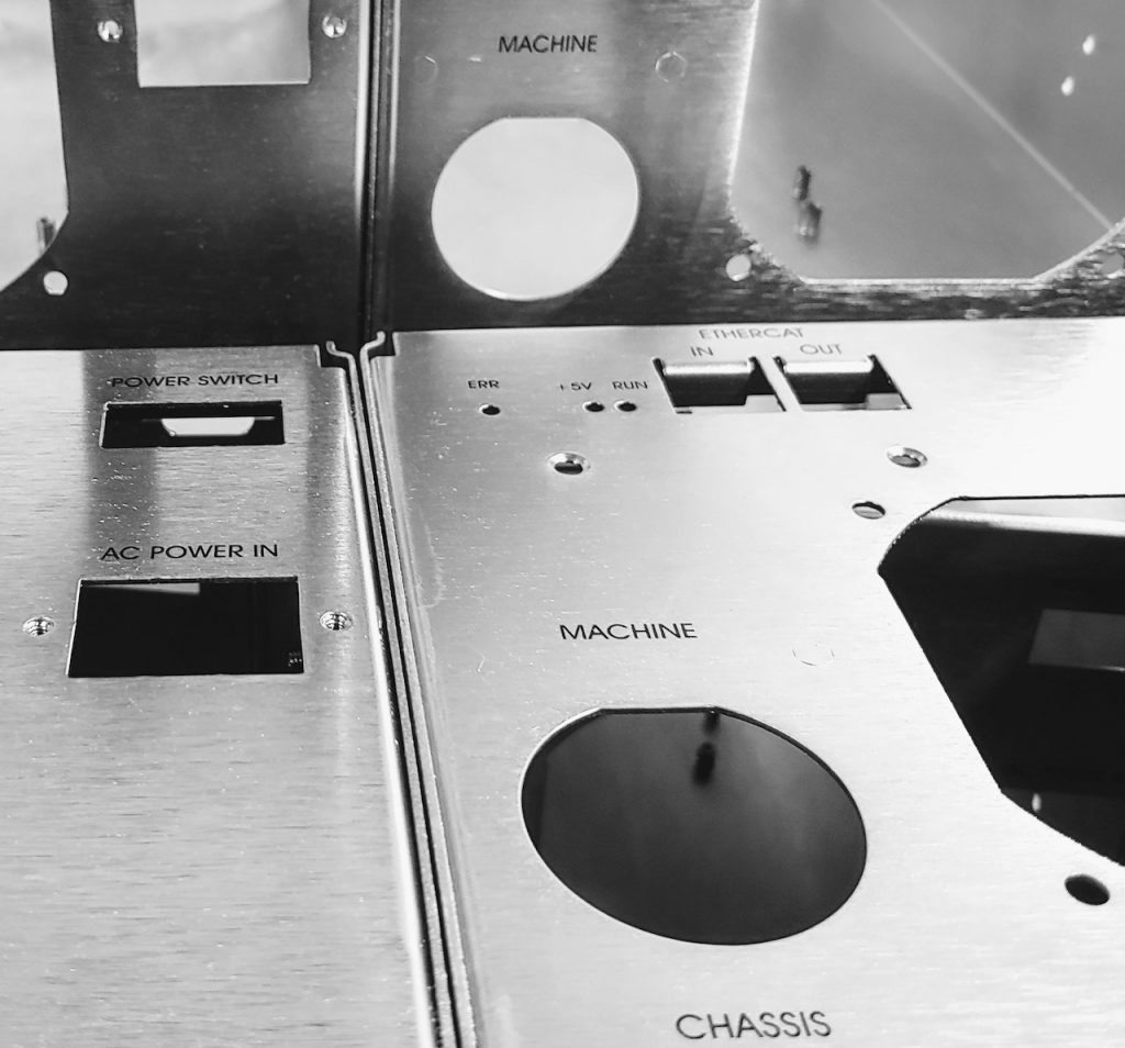 Final product of sheet metal with custom silk screening