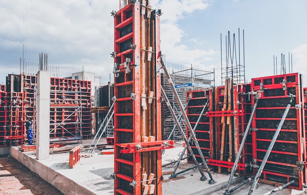 Tall metal structures show where metal can be used in construction