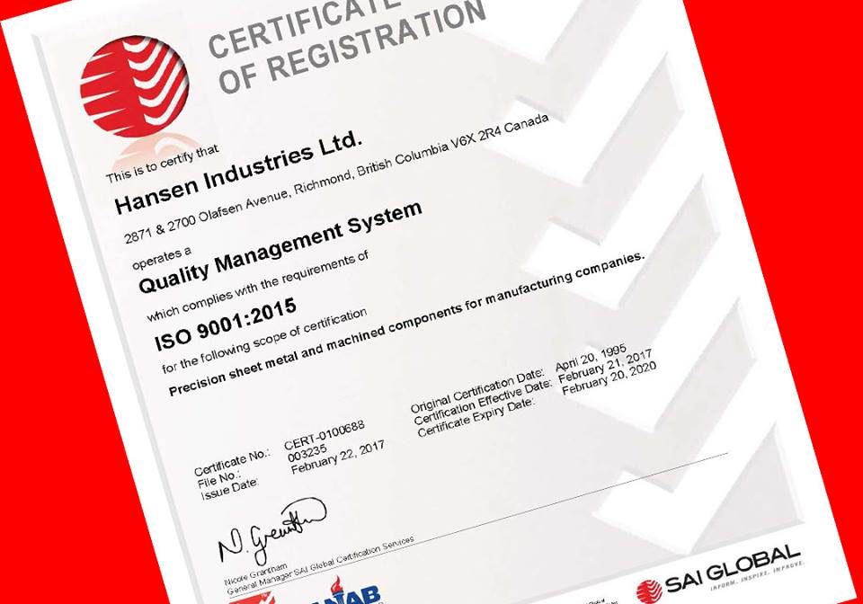 Copy of ISO 9001 certifiacte for 2015